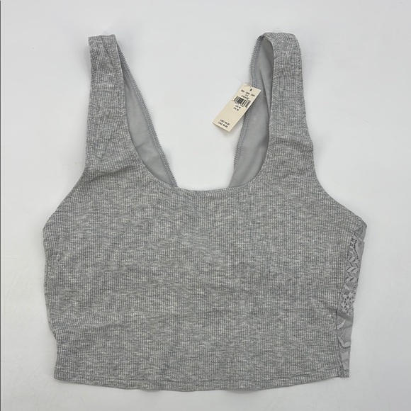 Aerie Holiday grey best lace waffle longline bralette‎ size Medium NWT - Picture 1 of 12